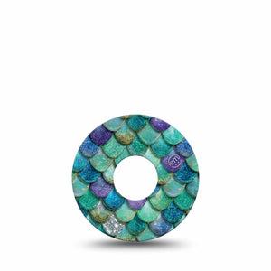 ExpressionMed Mermaid Scales Freestyle Libre 3 and Libre 3 Plus, Single Tape shiny scale graphic Overlay Patch for Continuous Glucose Monitor