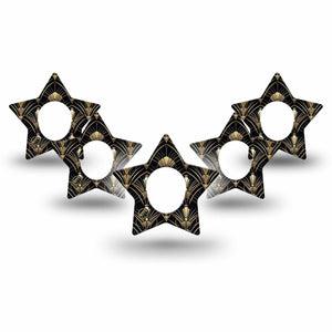 ExpressionMed Midnight Deco Dexcom G7 and Dexcom Stelo Glucose Biosensor System Star, 5-Pack Funky vintage Decorative Adhesive Tape for Continuous Glucose Monitor