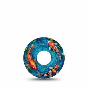 ExpressionMed Koi Pond Freestyle Libre 3 and Libre 3 Plus, Single Tape peaceful pond style Overlay Patch for Continuous Glucose Monitor