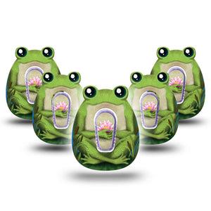 ExpressionMed Froggy Dexcom G6 Gumdrop Shape Tape, 5-Pack Tape and 5-Pack Sticker Green Frog, Overlay Patch CGM Design