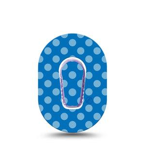 ExpressionMed Blue Polka Dots Dexcom G6 Mini Tape, Single Tape and Single Sticker Blue Polka Dots, Adhesive Tape CGM Design