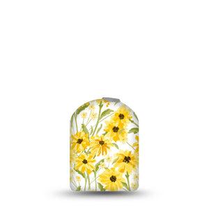 ExpressionMed Yellow Mosaic Floral Omnipod Full Wrap Center Sticker Single Sticker Only Gold Sunflower Garden, Vinyl Decoration Pump Design