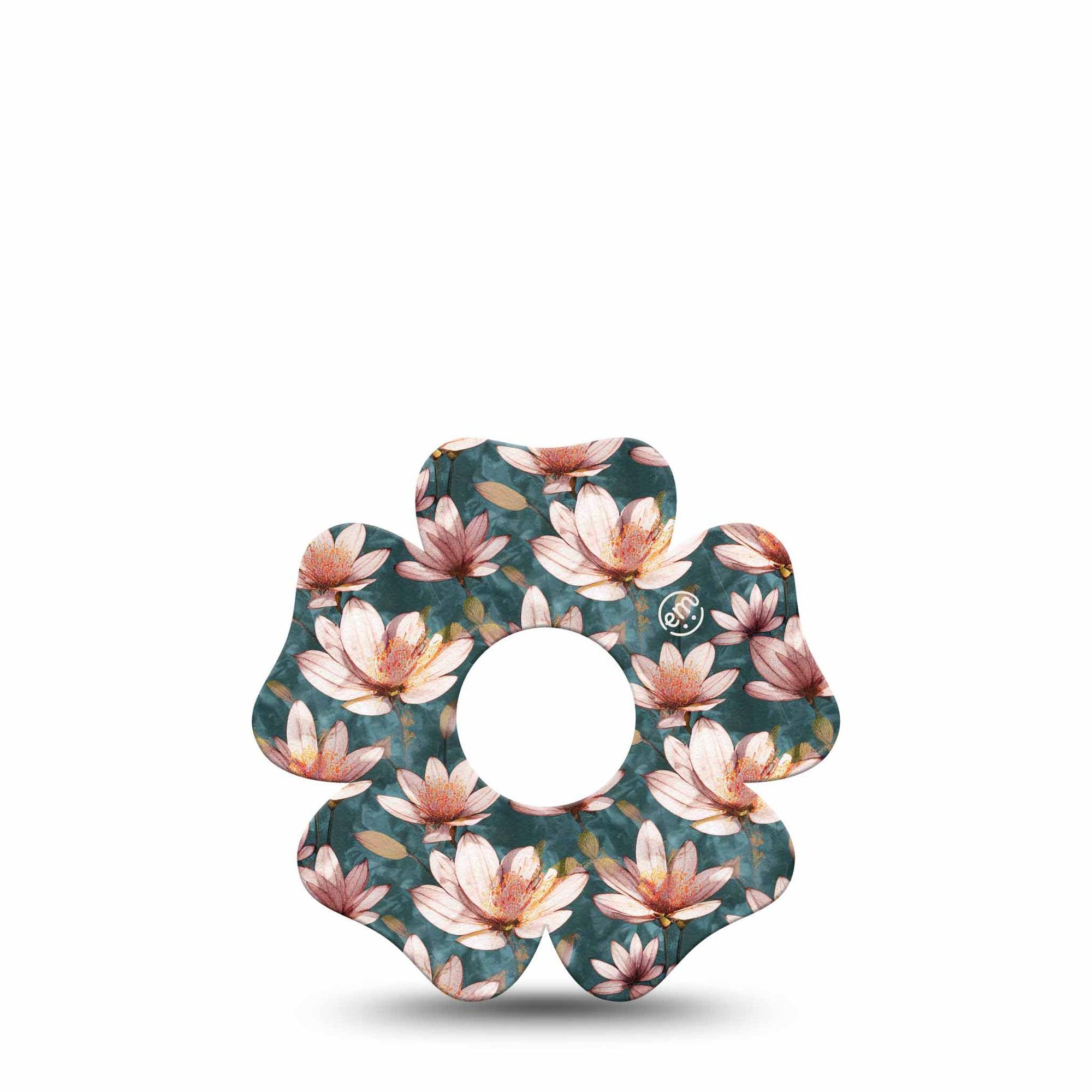 ExpressionMed Magnolia Freestyle Libre 3 Flower Shape Tape Single Bowl-Shaped Florals Themed Plaster CGM Design