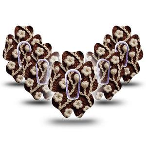 ExpressionMed Cozy Sweater Dexcom G6 Flower Shape Tape, 5-Pack Tape and 5-Pack Sticker Knitted Texure Inspired, Adhesive Patch Continuous Glucose Monitor Design