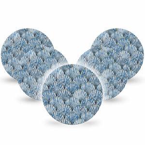 ExpressionMed Seashells Dexcom G7 Overpatch, Dexcom Stelo Glucose Biosensor System, 5-Pack Tape Blue Marine Shells, Overlay Tape CGM Design