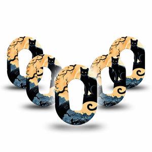 ExpressionMed Spooky Black Cat Dexcom G6 Mini Tape, 5-Pack Tape Night Sky Black Cat, Adhesive Tape CGM Design