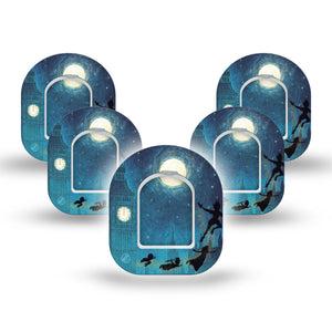 ExpressionMed Starlight Flyers Omnipod Mini, 5-Pack Tape and 5-Pack Sticker london night skyline Waterproof Plaster For Insulin Pump
