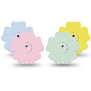 ExpressionMed Solids Variety Pack Freestyle Libre 3 and Libre 3 Plus Flower Shape Tape 4-Pack Tape and 4-Pack Sticker Variety, Pastel Colors, Plaster CGM Design