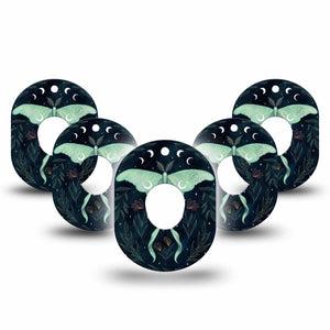 ExpressionMed Luna Moth Dexcom G7 Tape, Dexcom Stelo Glucose Biosensor System, 5-Pack Tape Luna Moth Art Inspired, Overlay Tape CGM Design