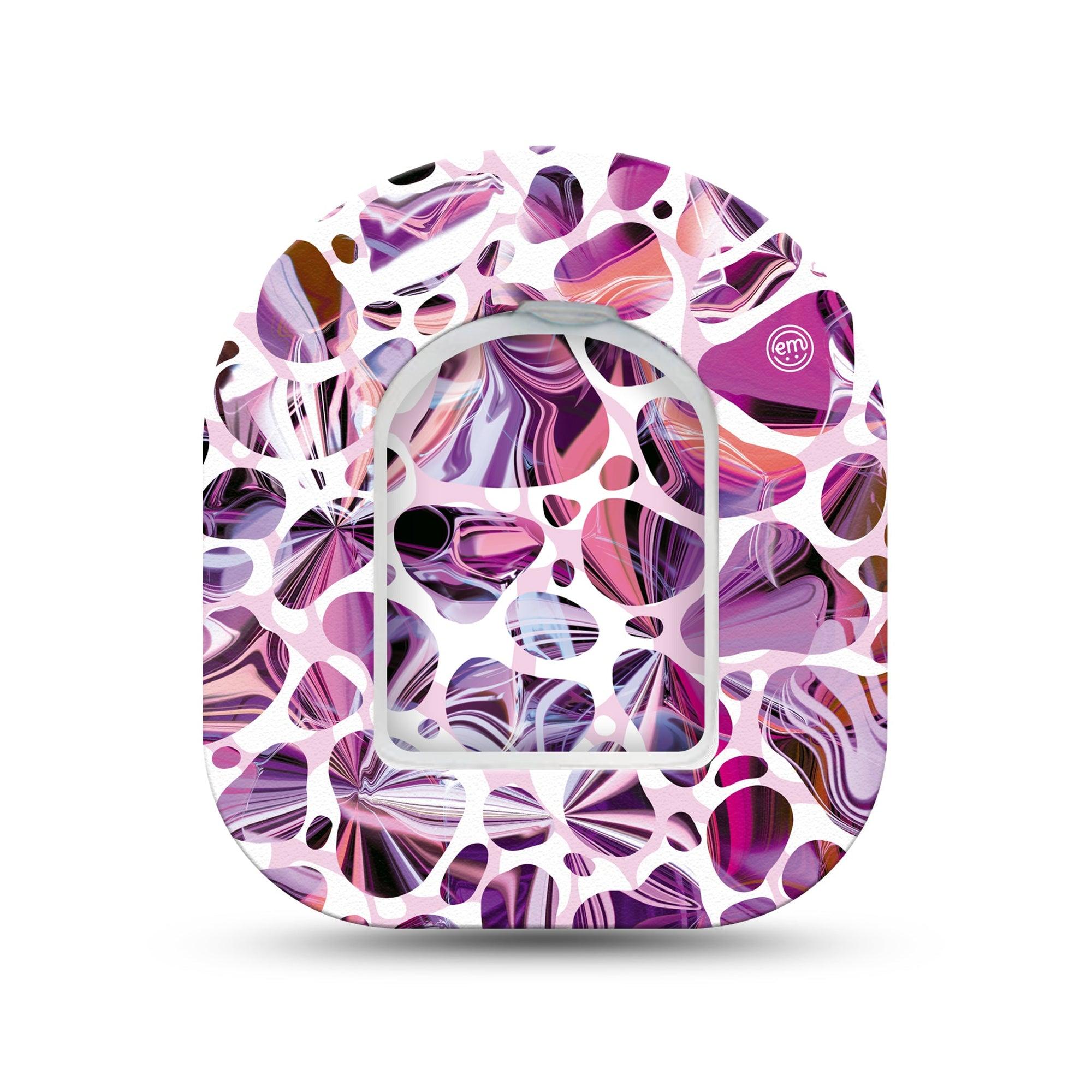 ExpressionMed Purple Pebbles Omnipod Surface Center Sticker and Mini Tape Purple Stones Inspired Vinyl Sticker and Tape Design Pump Design