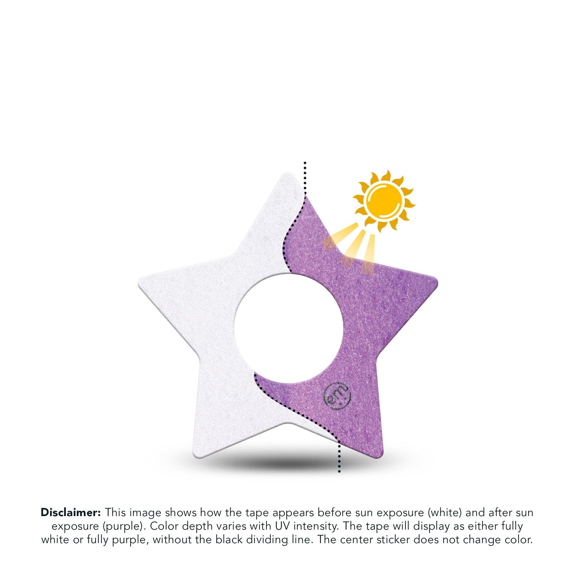 ExpressionMed Solar Violet Infusion Set Star Shape Tape, 5-Pack Tape Light-Reactive Purple, Fixing Ring Patch Continuous Glucose Monitor Design