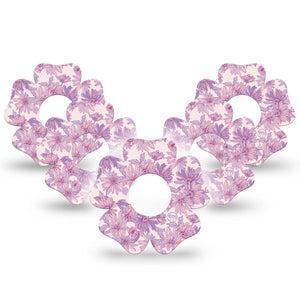 ExpressionMed Purple Daisy Infusion Set Flower Shape Tape, 10-Pack Tape Pastel Lilac Florals, Plaster Continuous Glucose Monitor Design