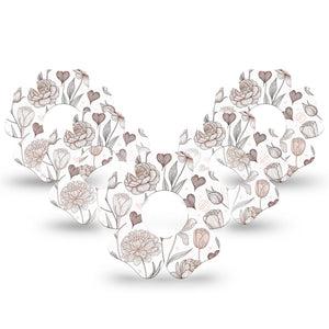 ExpressionMed Minimalist Botanical Infusion Flower, 10-Pack Modern floral minimal Fixing Ring Patch For Pump