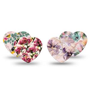 ExpressionMed Warm Florals Freestyle Libre, Libre 2 Plus, and Abbott Lingo Heart, tape and sticker  Airy petals and pearls Decorative Patch for CGM