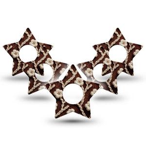 ExpressionMed Cozy Sweater Infusion Set Star Shape Tape 10-Pack Tape Ivory Knitted Inspired Florals, Fixing Ring Patch Continuous Glucose Monitor Design