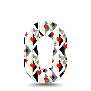 ExpressionMed Playing Cards Dexcom G6 Mini Tape Single Tape Red White Gray Colored Playing Cards, Adhesive Tape CGM Design