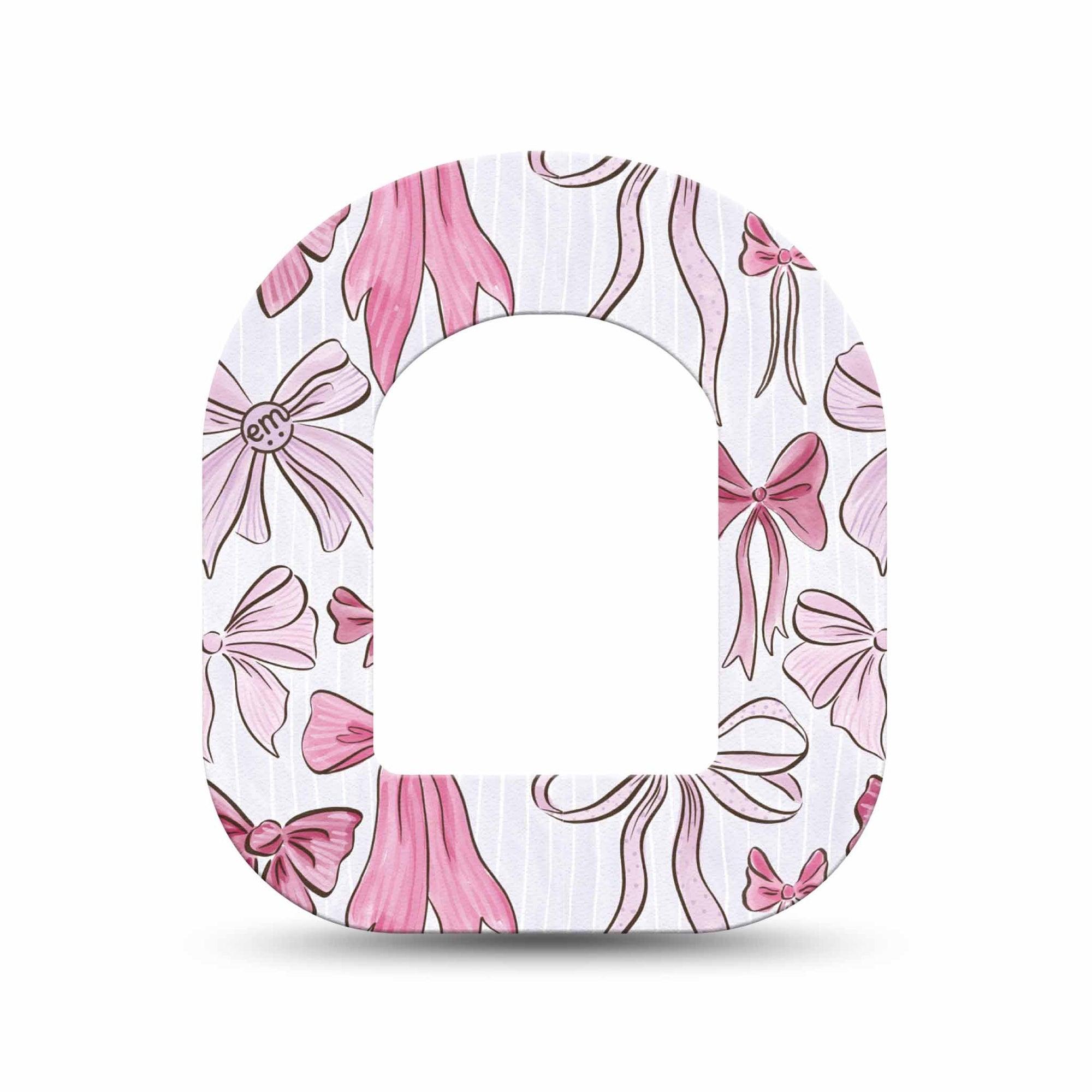 ExpressionMed Bows and Ribbons Omnipod Mini Tape Single Tape Hair Bow Inspired Pink Ribbon, Adhesive Tape Pump Design