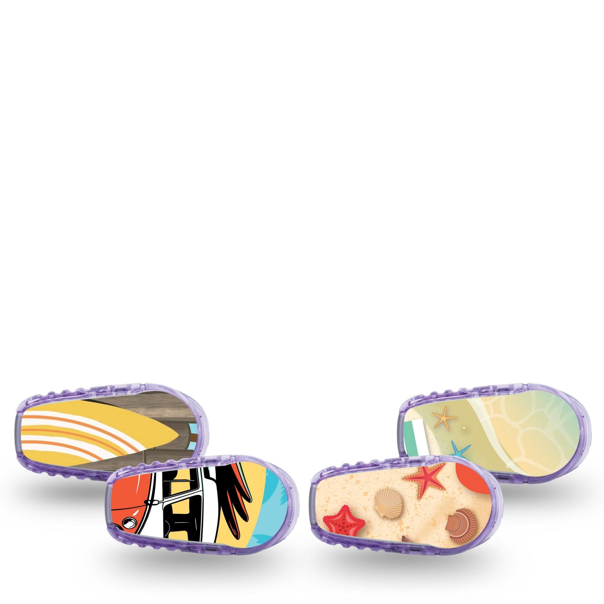 ExpressionMed Time For The Beach Variety Pack Dexcom G6 Sticker 4-Pack Sticker Variety Relaxing In The Sand Vinyl Decoration  CGM Design