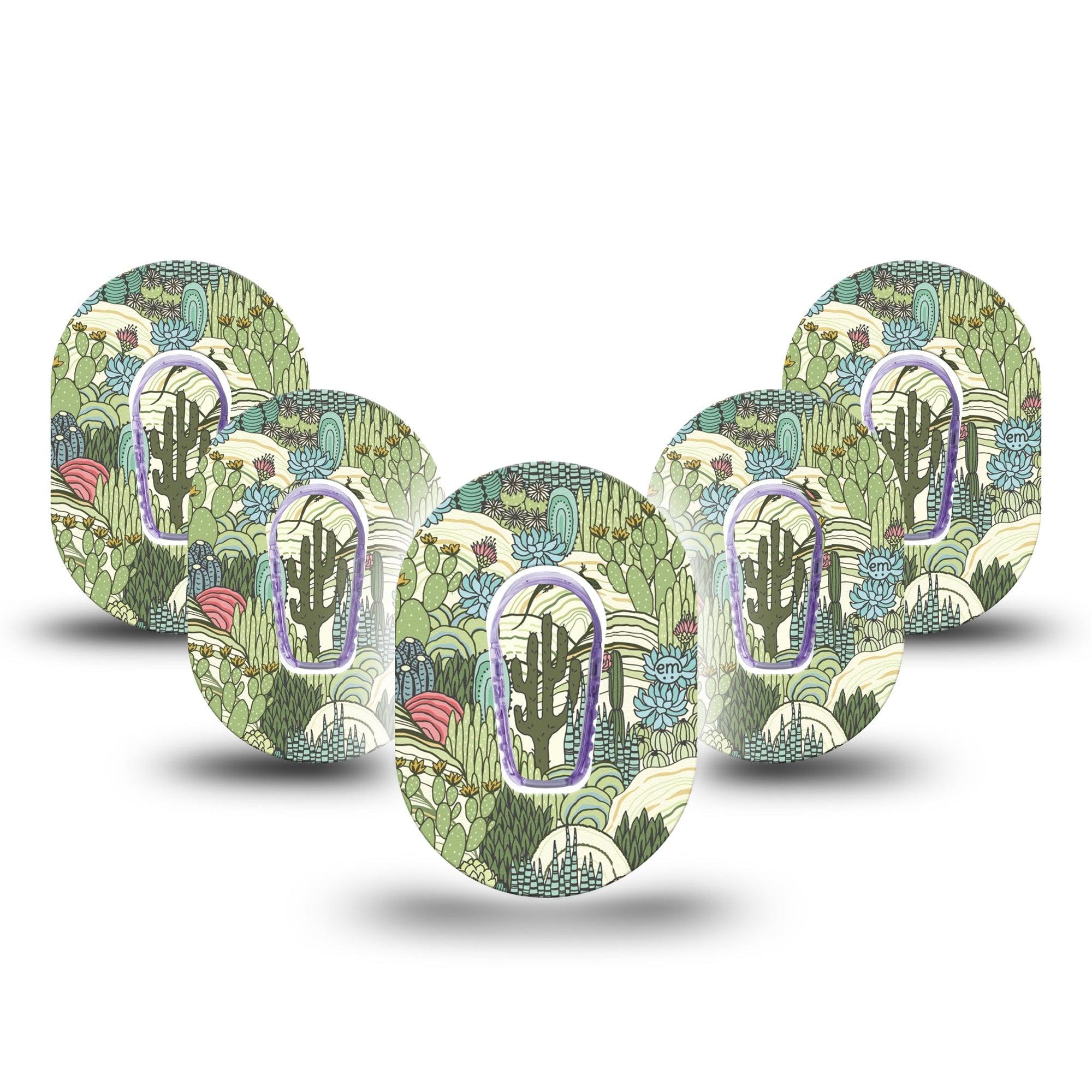 ExpressionMed Cactus Dexcom G6 Mini Tape 5-Pack Tape and 5-Pack Sticker Desert Life Cactus Iguana, Adhesive Tape CGM Design