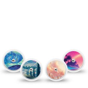 ExpressionMed Cosmic Daydreams Variety Pack Freestyle Libre and Libre 2 Plus Sticker, Abbott Lingo, 4-Pack Sticker Variety Otherworldly Prints, Vinyl Graphics Continuous Glucose Monitor Design