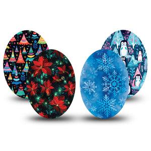 ExpressionMed North Pole Medtronic Guardian Enlite Universal Oval, 4-Pack Tape cheerful Christmas Vinyl Decoration for CGM