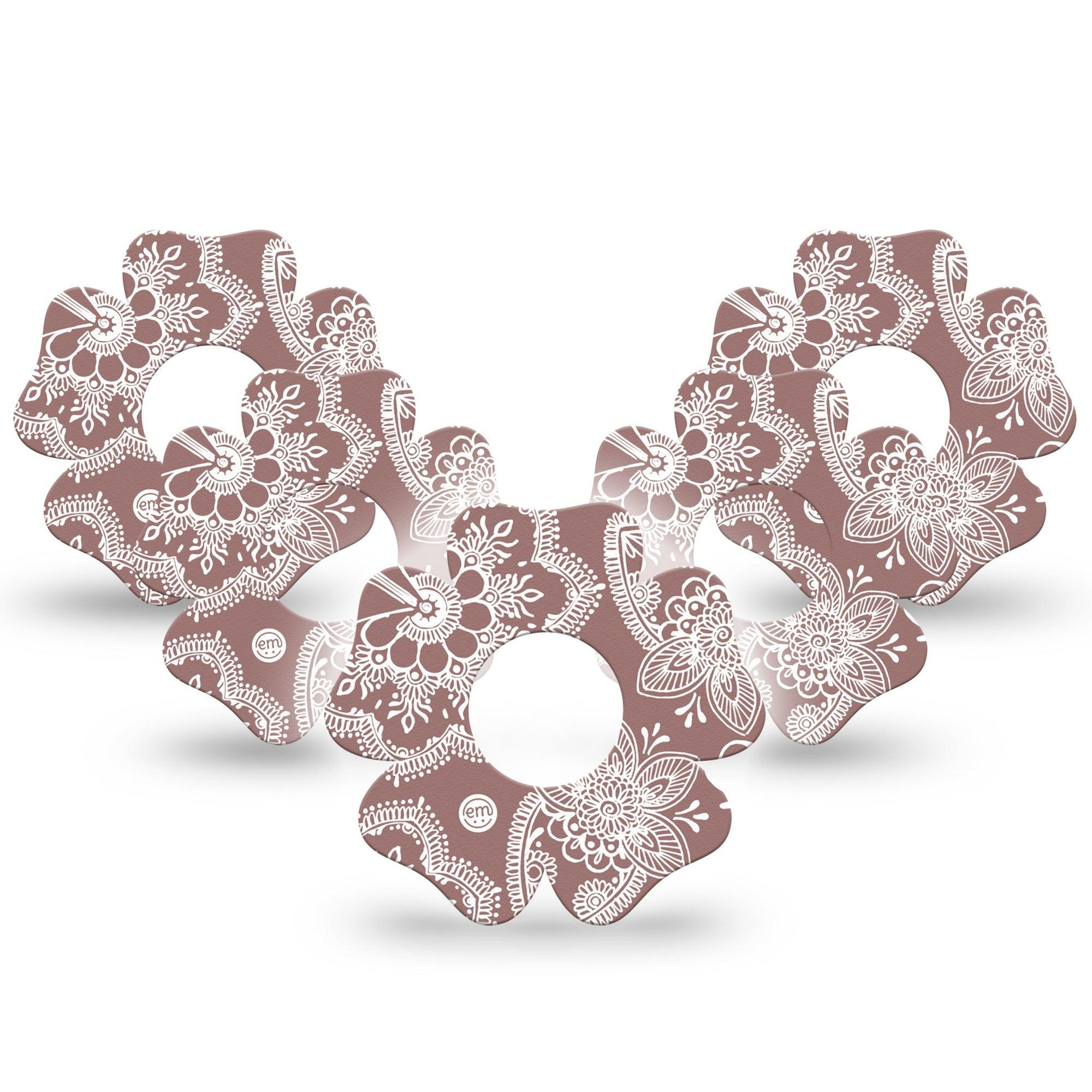 ExpressionMed Henna Infusion Set Flower Shape Tape 10-Pack Tape Henna Art Plaster Continuous Glucose Monitor Design