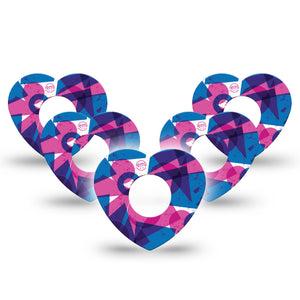 ExpressionMed Violet Vortex Infusion Set Heart Shape Tape 10-Pack Tape Fun Shape Mix, Adhesive Tape Continuous Glucose Monitor Design