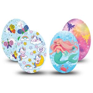 ExpressionMed Mythical Magic Variety Pack Medtronic Guardian Enlite Universal Oval 4-Pack  Tape Variety Mythical Adventure, Plaster CGM Design