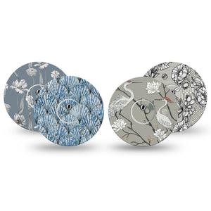 ExpressionMed Graceful Shores Freestyle Libre 3 and Libre 3 Plus, tape and sticker  Calming gray blue tones Fixing Ring Tape for Continuous Glucose Monitor