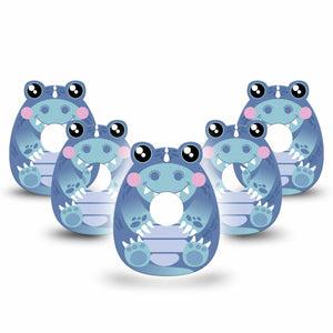 ExpressionMed Blue Dinosaur Freestyle Libre 3 Gumdrop Shape Tape 5-Pack Tape Cuddly Dinosaur Inspired Shape Overlay Patch CGM Design