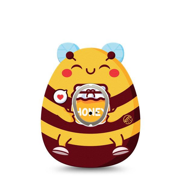ExpressionMed Honey Bee Dexcom G7 Gumdrop Shape Tape, Dexcom Stelo Glucose Biosensor System, Single Tape and Single Sticker Yellow Cute Bee, Patch CGM Design