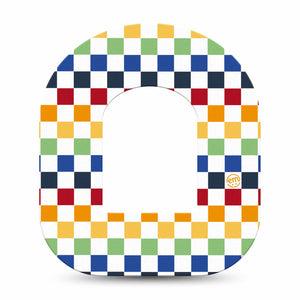 ExpressionMed Rainbow Checkerboard Omnipod Tape Single Tape Fun Checkerboard, Adhesive Patch Pump Design