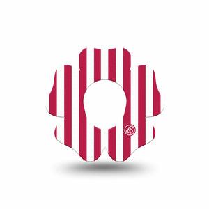 ExpressionMed Red Stripes Dexcom G7 and Dexcom Stelo Glucose Biosensor System Flower, Single Tape Red striped pattern Adhesive Tape for CGM