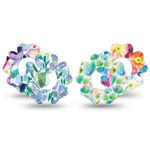 ExpressionMed Joyful Variety Pack Freestyle Libre 2 Flower Shape Tape, Abbott Lingo, 4-Pack Variety Mix of Bright Colored Flowers Fixing Ring Tape CGM Design