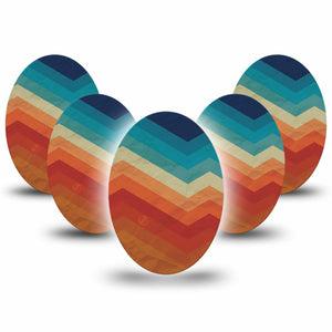 ExpressionMed Retro Winter Coat Medtronic Guardian Enlite Universal Oval, 5-Pack Tape Geometric Retro Print, Plaster CGM Design