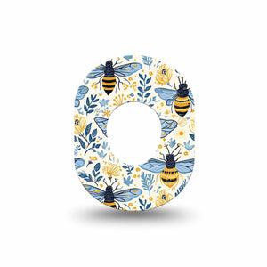 ExpressionMed Busy Bees Dexcom G7 and Dexcom Stelo Glucose Biosensor System Mini, Single Tape Delicate bees flowers Waterproof Plaster for CGM