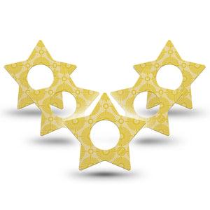 ExpressionMed Yellow Sundress Infusion Set Star Shape Tape, 10-Pack Tape Golden Sunbursts Pattern, Fixing Ring Patch Continuous Glucose Monitor Design