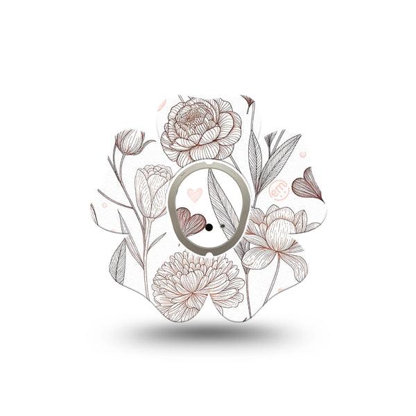 ExpressionMed Minimalist Botanical Dexcom G7 and Dexcom Stelo Glucose Biosensor System Flower, Single Tape and Single Sticker Modern floral minimal Patch for CGM