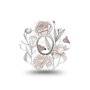 ExpressionMed Minimalist Botanical Dexcom G7 and Dexcom Stelo Glucose Biosensor System Flower, Single Tape and Single Sticker Modern floral minimal Patch for CGM