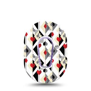 ExpressionMed Playing Cards Dexcom G6 Mini Tape Single Tape and Single Sticker Spades Hearts Diamonds Clubs Inspired, Adhesive Tape CGM Design