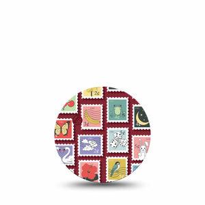 ExpressionMed Postage Stamp Freestyle Libre 3 and Libre 3 Plus OverPatch, Single Tape Animals and floral postage Adhesive Tape for CGM