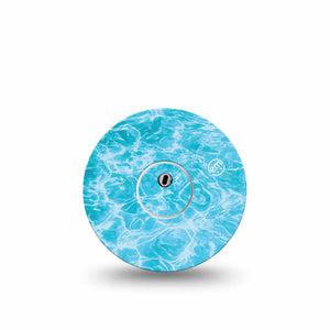 ExpressionMed Sunlit Water Freestyle Libre 3 and Libre 3 Plus, Single Tape and Single Sticker Summer pool inspired Accessories for Continuous Glucose Monitor