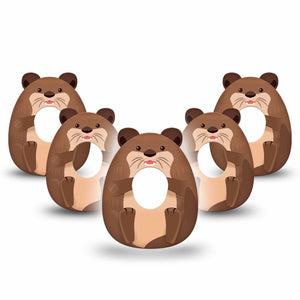 ExpressionMed Otter Dexcom G7 Gumdrop Shape Tape, Dexcom Stelo Glucose Biosensor System, 5-Pack Tape Cute Otter and Shell, Patch CGM Design