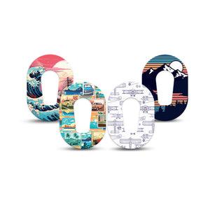 ExpressionMed Wander & Roam Variety Pack Dexcom G6 Mini Tape, 4-Pack Tape Variety, Retro Automobile Inspired, Adhesive Tape CGM Design