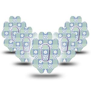 ExpressionMed Patchwork Flowers Dexcom G6 Flower, 5-Pack Tape and 5-Pack Sticker Green blue patchwork Fixing Ring Patch for Continuous Glucose Monitor