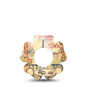 ExpressionMed Café Terrace Freestyle Libre, Libre 2 Plus, and Abbott Lingo Flower, Single Tape Watercolor eiffel tower Decorative Adhesive Tape for CGM