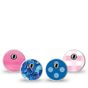 ExpressionMed Cotton Candy Coast Variety Pack Freestyle Libre 3 Sticker, 4-Pack Sticker Variety Gingham and Florals, Decorative Decal CGM Design