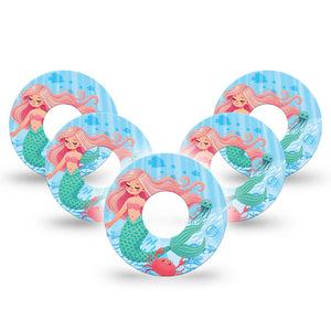 ExpressionMed Mermaid Infusion Set Tape 10-Pack Tape Sea Creature Cartoon, Overlay Patch Continuous Glucose Monitor Design