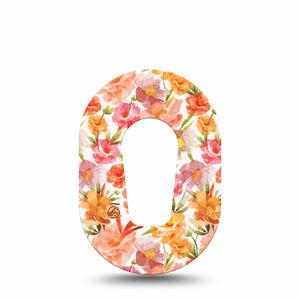 ExpressionMed Peach Dusk Dexcom G6 Mini Tape, Single Tape Peachy Florals, Adhesive Tape CGM Design