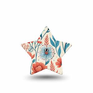 ExpressionMed Desert Wildflower Freestyle Libre 3 and Libre 3 Plus Star, Single Tape and Single Sticker Graphic floral illustration Fixing Ring Tape for CGM